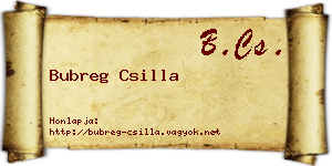 Bubreg Csilla névjegykártya